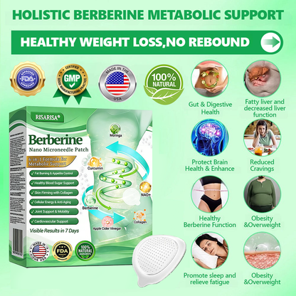 Official Store | 🎗️ RISARISA® 6-in-1 Berberine Nano Microneedle Patch with NAD+ & Moringa · Daily Use · Visible Results in 7 Days · Supports Metabolism, Energy & Joints