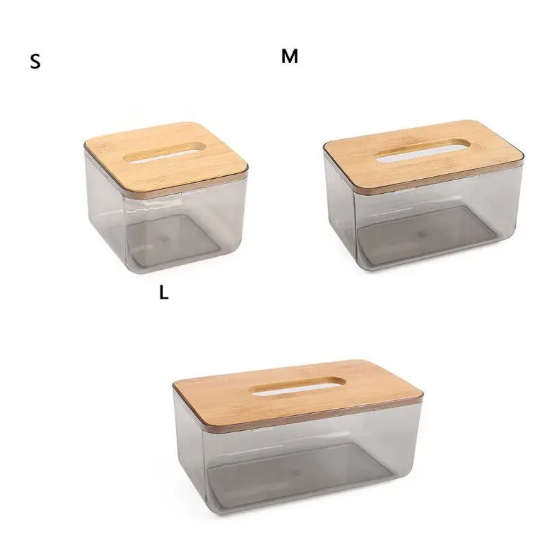 Bamboo Wooden Cover Plastic Tissue Box Paper Holder Dispenser Home Storage Case - ADFIRE