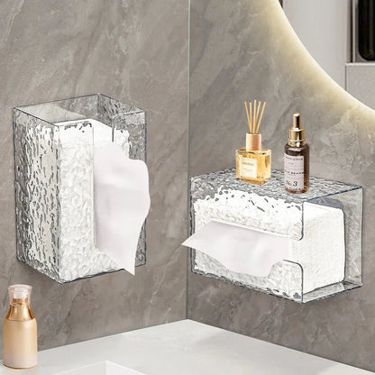 Bathroom Tissue Box Wall - mounted Paper Case Glacier Style Face Wash Towel Storage Container Sanitary Paper Holder Acrylic Boxes - ADFIRE