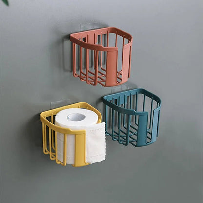 Punch - Free Toilet Paper Shelf Bathroom Kitchen Tissue Box Wall - Mounted Sticky Paper Storage Box Toilet Paper Holder Roll Paper - ADFIRE