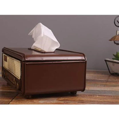 Retro Radio Shape Tissue Paper Box Napkin Storage Box Container Paper Towel Holder Paper Towel Holder Case for Home Bar Office - ADFIRE